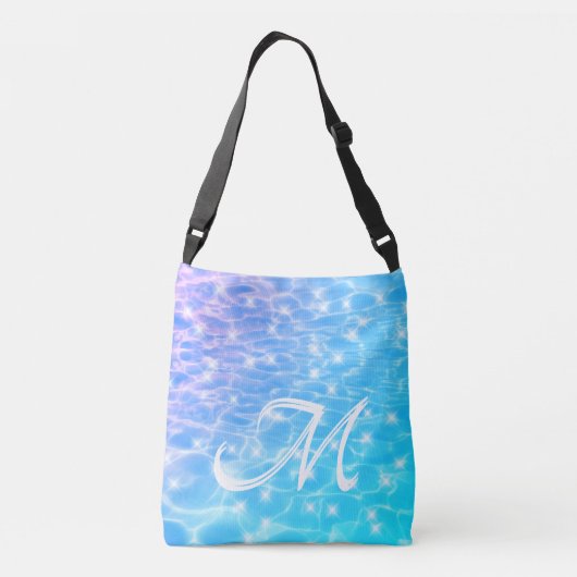 Sac Ajustable Monogramme Initiales eau bleue ondulée textures d' (Dos)