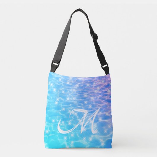 Sac Ajustable Monogramme Initiales eau bleue ondulée textures d' (Devant)