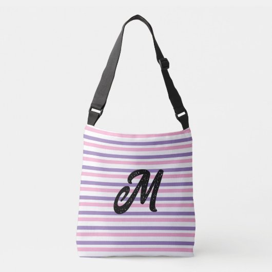 Sac Ajustable Monogramme Lilas Rose Blanc Rayures (Devant)