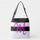 Sac Ajustable Monogramme M Motif rayé noir blanc rose (Dos)