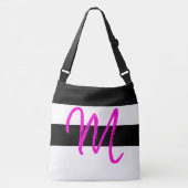 Sac Ajustable Monogramme M Motif rayé noir blanc rose (Devant)