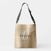 Sac Ajustable Monogramme Métal Brossé Or Noir Blanc Script  (Dos)
