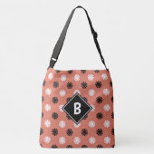 Sac Ajustable Monogramme Moderne Géométrique Floral Rouge Noir B (Dos)