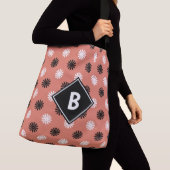 Sac Ajustable Monogramme Moderne Géométrique Floral Rouge Noir B (De près)