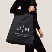 Sac Ajustable Monogramme moderne personnalisé Mariage Couple Gra (De près)