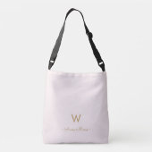 Sac Ajustable Monogramme Moderne Rose Doré Script (Dos)