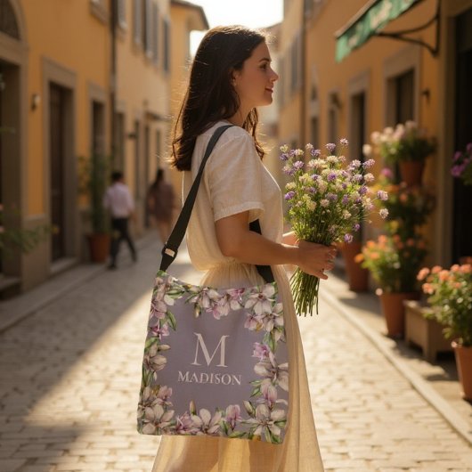 Sac Ajustable Monogramme Monogramme Magnolia Floral Personnalisé