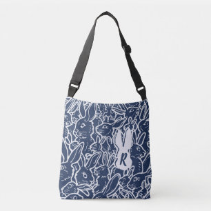 Sac Ajustable Monogramme Motif de porte à gribouillis bleu marin