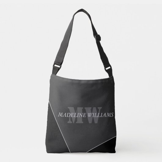 Sac Ajustable Monogramme noir gris artistique moderne (Devant)