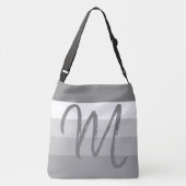 Sac Ajustable Monogramme personnalisé M Motif rayé gris blanc (Dos)