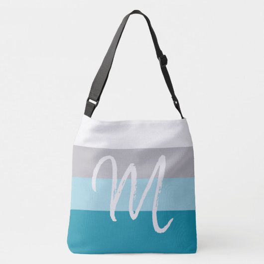 Sac Ajustable Monogramme personnalisé M Motif rayé gris clair (Dos)