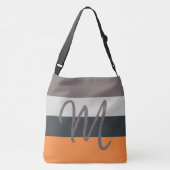 Sac Ajustable Monogramme personnalisé M Motif rayé gris orange (Dos)