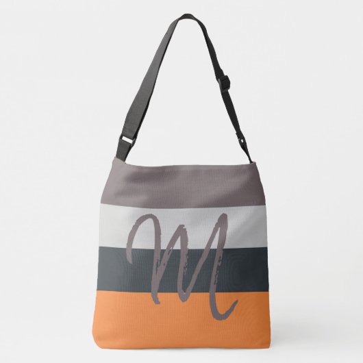 Sac Ajustable Monogramme personnalisé M Motif rayé gris orange (Dos)