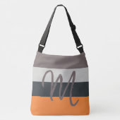 Sac Ajustable Monogramme personnalisé M Motif rayé gris orange (Devant)