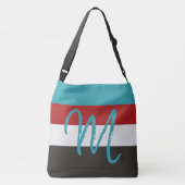 Sac Ajustable Monogramme personnalisé M Motif rayé Rouge Turquoi (Dos)