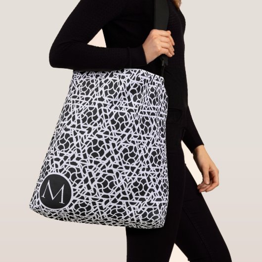 Sac Ajustable Monogramme personnalisé Motif Ziggy noir et blanc (De près)