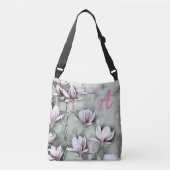 Sac Ajustable Monogramme Pink magnolia branche dessin gris noir (Devant)