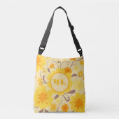 Sac Ajustable Monogramme Retro Sunshine Floral-Jaune Fleurs (Devant)