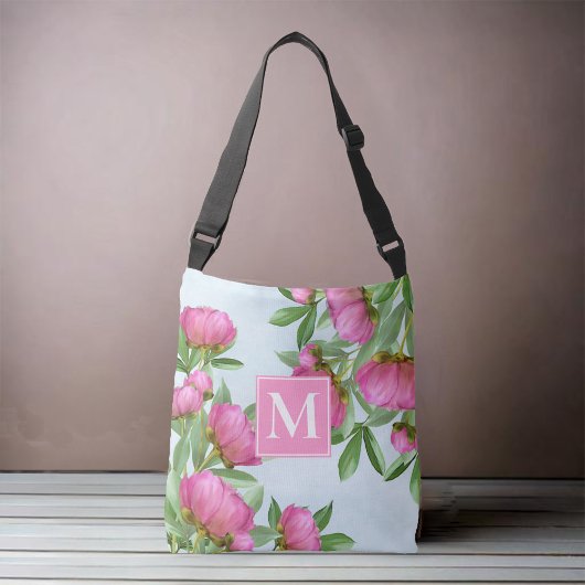 Sac Ajustable Monogramme rose personnalisé Floral