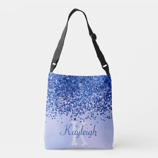 Sac Ajustable Monogramme simple en métal brossé bleu et Parties (Dos)