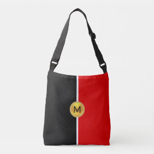Sac Ajustable Monogramme sur fond noir et rouge avec ligne blanc