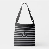 Sac Ajustable Monogramme sur Gris Noir et Argent rayé (Devant)