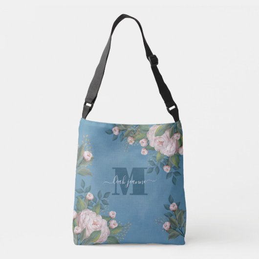 Sac Ajustable Monogramme sur mesure rose Floral initial (Dos)