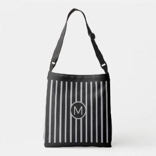 Sac Ajustable Monogramme sur rayures verticales noir et gris arg