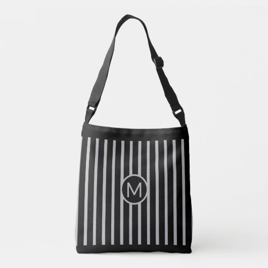 Sac Ajustable Monogramme sur rayures verticales noir et gris arg (Dos)