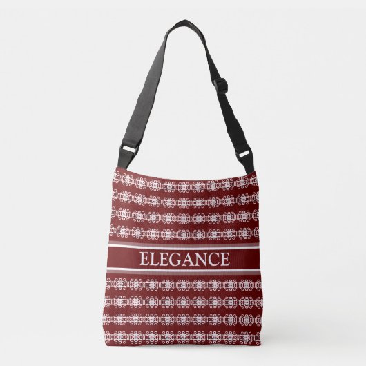 Sac Ajustable Motif abstrait rayé chic en bordeaux & blanc (Devant)