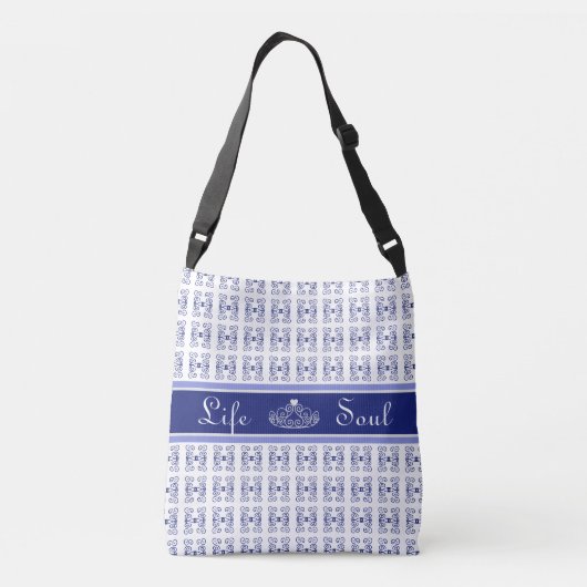 Sac Ajustable Motif Abstrait & Tiara en bleu et blanc (Dos)