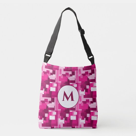Sac Ajustable Motif Camo numérique rose chaud mignon avec Monogr (Devant)