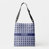 Sac Ajustable Motif carré chic en bleu et presque blanc (Dos)