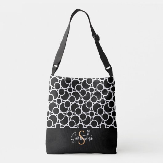 Sac Ajustable Motif Cercle noir et blanc avec Monogramme (Dos)