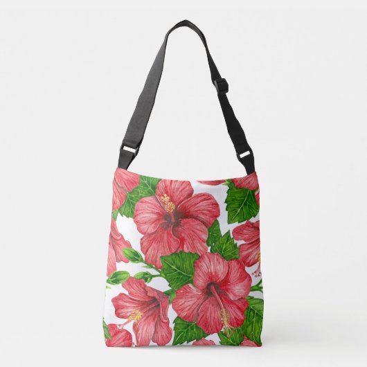Sac Ajustable Motif d'aquarelle d'hibiscus rouge (Devant)