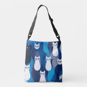Sac Ajustable motif de chat bleu blanc (Dos)