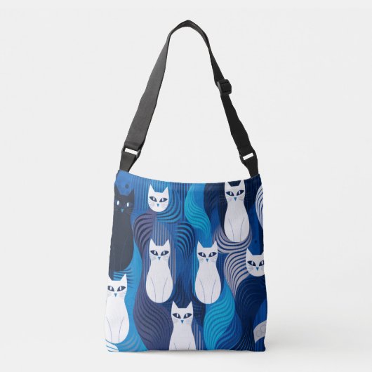 Sac Ajustable motif de chat bleu blanc (Devant)