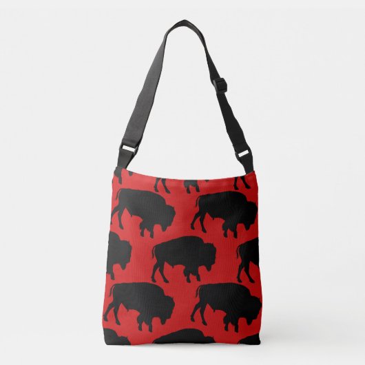 Sac Ajustable Motif de conception d'animal de bison en rouge (Devant)