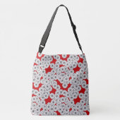 Sac Ajustable Motif de fleurs Art Déco - blanc sur rouge (Dos)