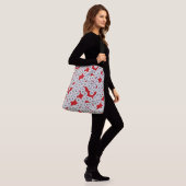 Sac Ajustable Motif de fleurs Art Déco - blanc sur rouge (Sur le modèle)