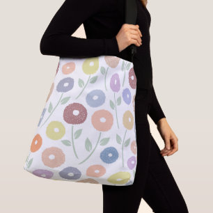 Sac Ajustable Motif de fleurs floues Lg Pastels sur fond blanc