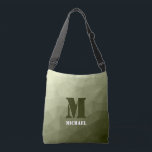 Sac Ajustable Motif de maille géométrique vert clair de l'armée<br><div class="desc">Monogramme Personnalisez avec votre initiale et votre nom personnalisés. Militaire dégradé géométrique maillage motif triangles ombre. Triangle maillage géométrique avec dégradé vert foncé clair. militaire,  armée,  motif,  ombre,  maillage,  triangles,  géométrie,  dégradé,  cool,  triangle,  vert</div>