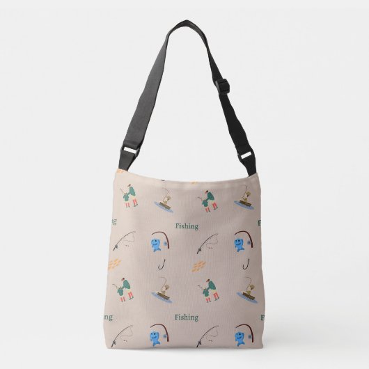 Sac Ajustable Motif de pêche sur brun (Devant)