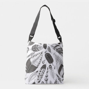 Sac Ajustable Motif de plumes noir et blanc