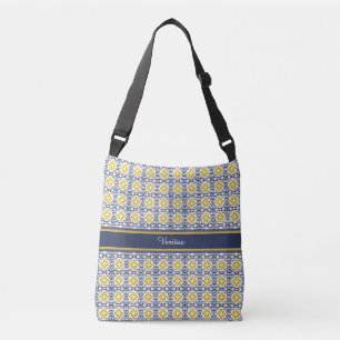 Sac Ajustable Motif de style méditerranéen en bleu, or et blanc