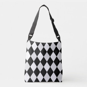 Sac Ajustable Motif diamant en harlequin noir et blanc
