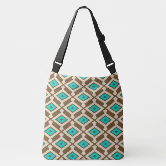 Sac Ajustable Motif d'Ikat - turquoise, Taupe et beige (Devant)