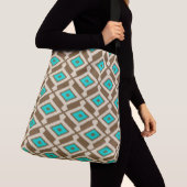 Sac Ajustable Motif d'Ikat - turquoise, Taupe et beige (De près)