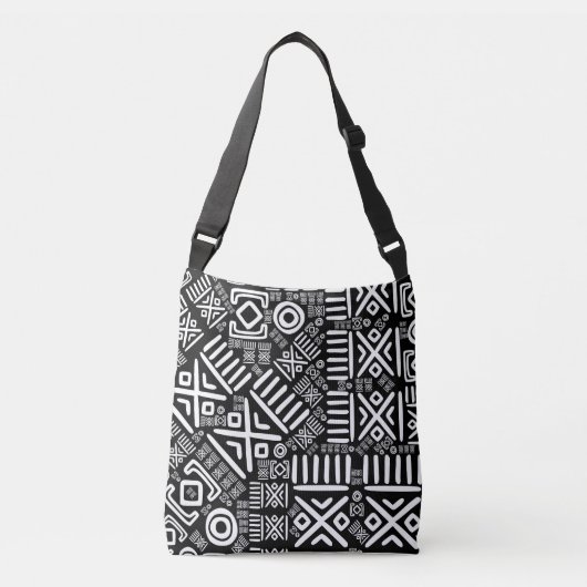 Sac Ajustable Motif d'origine africaine - Noir et Blanc #6 (Devant)