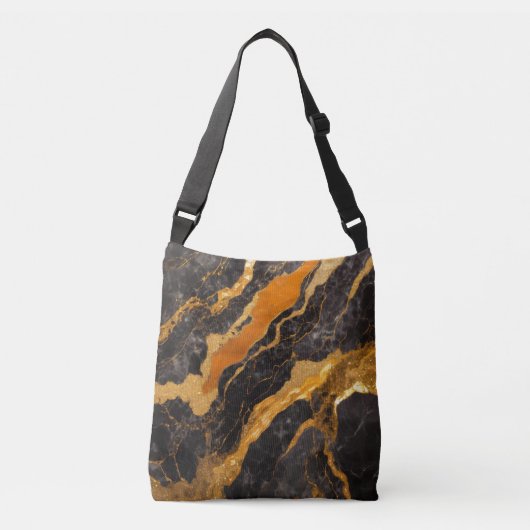 Sac Ajustable Motif en marbre noir orange avec or (Devant)